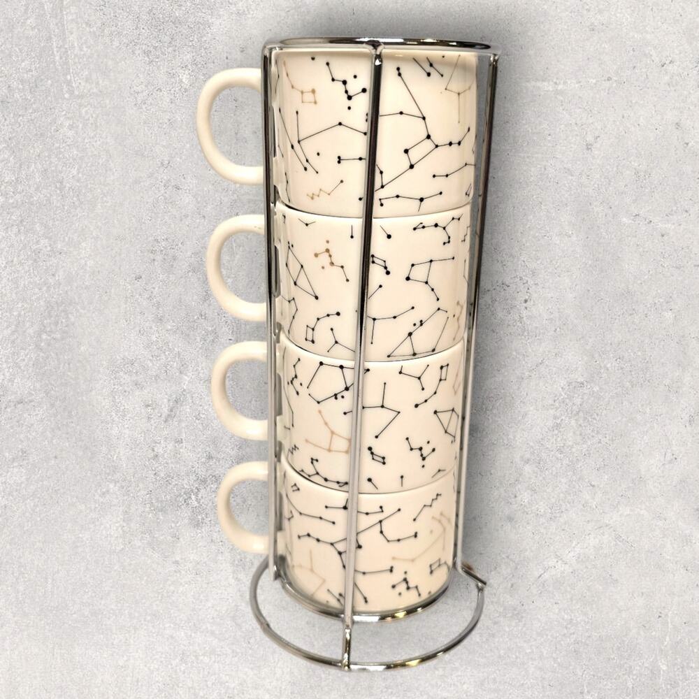 Coco + Lola Stackable Constellation Espresso Cups W/ Metal Stand